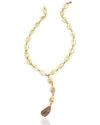 Rare Matters Jewelry - Golden Drift Strawberry Quartz Statement Necklace - Lyst