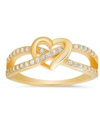 Kylie Harper - Swirl Heart Diamond Cz Ring - Lyst