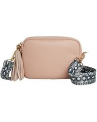 Betsy & Floss - Verona Crossbody Tassel Blush Bag With Snake Print Strap - Lyst