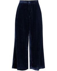 Paisie - Velvet Wide-Leg Trousers With Separate Elastic Ankle Bands - Lyst