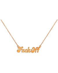 True Rocks 18kt Rose Gold Plated "fuck Off" Statement Necklace - Metallic