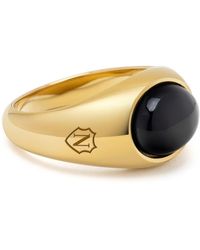 Nialaya - Gold Oval Signet Ring With Black Onyx - Lyst