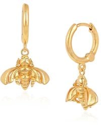 Moon London - Wisdom Bee Mini Hoop Earrings - Lyst