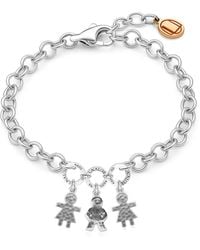 Unaloe - Adjustable Sterling Bracelet For Mom, With Three Charms Two Girl And One Boys, Perfect Gift For Moms And Families - Lyst