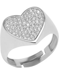Spero London - Sterling Pave Heart Signet Ring - Lyst