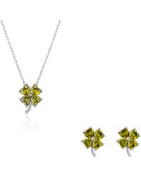 Spero London - Four Leaf Clover Sterling Stud Earrings & Necklace Set - Lyst