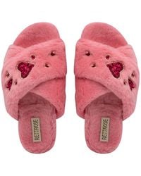 Rettrose - Kaylee Luxury Plush Diamanté Embellished Handmade Slipper - Lyst