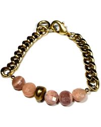 Rachel Nathan - Remix: Peach Moonstone & Brass Stone Bracelet - Lyst