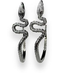 Jagged Halo Jewelry - Serpent Hoop Earrings Rhodium - Lyst