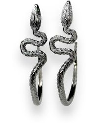 Jagged Halo Jewelry - Serpent Hoop Earrings Rhodium - Lyst