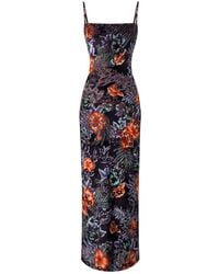 Sanctumum - Rocky Stretch Burnout Velvet Floral Summer Dress With Spaghetti Straps - Lyst