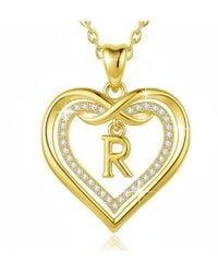 Sophelia - Statement Love Heart Initial Necklace Plated Charm Necklace - Lyst