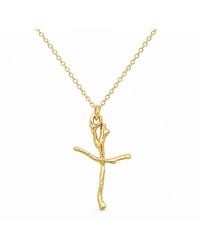 Mother Nature Jewelry - Jasmine Cross Necklace, Handmade Minimalist Branch Pendant - Lyst