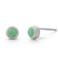 Nellou Jewellery - Chrysoprase Gem Dot May Birthstone Earrings Sterling - Lyst