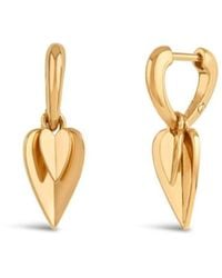Dinny Hall - Folded Heart Duo Drop Hoops - Lyst
