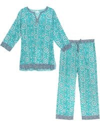 Inara - Mediterranean Mosaic Cotton Pyjamas - Lyst