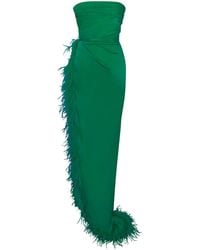 Miss Circle New York - Perrin Emerald Feather Dress High Slit Gown - Lyst
