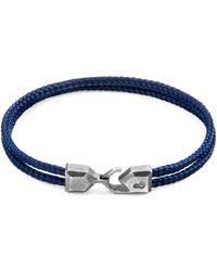Anchor & Crew Navy Blue Dundee Silver & Rope Bracelet