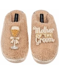 Laines London - Neutrals Teddy Closed Toe Slippers With Mother Of The Groom Brooches - Lyst