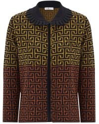 Peraluna - 3/4 Sleeve Geometric Jacquard Patterned Knitwear Jacket - Lyst
