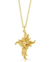 Unaloe - Humilis Cross Necklace Vermeil – Plated Leaf Cross Pendant – Luxury Jewelry - Lyst