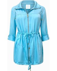 Why Mary - Aqua Lightweight Parker Jacket - Lyst
