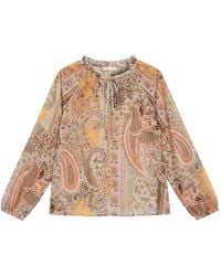 LAtelier London - Zaya Beige Paisley Print Blouse - Lyst