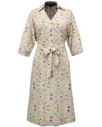 Smart and Joy - V Neckline Floral Print Shirt-Dress -Light - Lyst