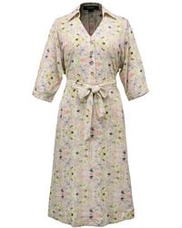 Smart and Joy - V Neckline Floral Print Shirt-Dress -Light - Lyst