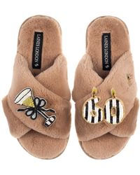 Laines London - Classic Laines Slippers With Stripe 60Th Birthday & Glass Of Champagne Brooches - Lyst