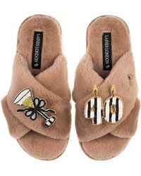 Laines London - Classic Laines Slippers With Stripe 40Th Birthday & Glass Of Champagne Brooches - Lyst