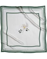 RainSisters - Small Minimal Floral Natural Silk Scarf - Lyst