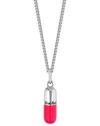 True Rocks - Neon Pink & Sterling Silver Mini Pill Pendant On Sterling Silver Chain - Lyst