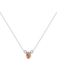 LMJ - Oval Cut Citrine & Diamond Birthstone Necklace In 14k White Gold - Lyst