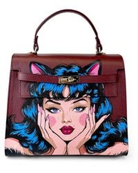Maison Rubaiyat - Lulu Hand-Painted Leather Top Handle Bag – Kitty Noir - Lyst