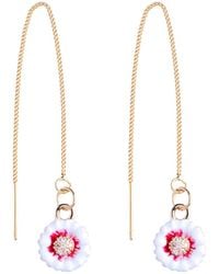 My Little Nature - Plated Threader Earrings – Handmade Pull-Through Dangling Earrings With Flower - Lyst