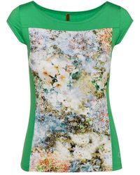 Conquista - Floral Print Boat Neck Top - Lyst