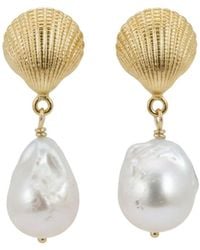 LINYA JEWELLERY - Seashell Baroque Pearl Dangle Earrings - Lyst