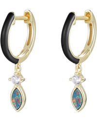 KAMARIA - Enamel Opal Huggie Earrings - Lyst