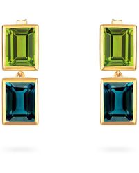 Augustine Jewels - Peridot And Topaz Two Drop Earrings - Lyst