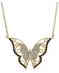 Ebru Jewelry - Gold Sparkly Joyful Butterfly Necklace - Lyst