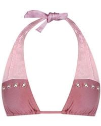 Belletage Swimwear - Neutrals The Aurora Ruffle Grommet Bikini Top - Lyst