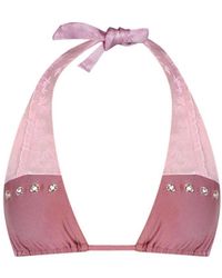 Belletage Swimwear - Neutrals The Aurora Ruffle Grommet Bikini Top - Lyst