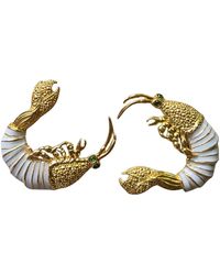 Silver & Elegant Co. - Golden Shrimp Marine Charm Thick Plated Bronze Earrings - Lyst