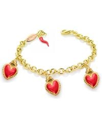Unaloe - Plated Bracelet With Three Heart Pendants And Horn - Lyst