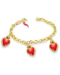 Unaloe - Plated Bracelet With Three Heart Pendants And Horn - Lyst