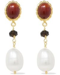 Vintouch Italy - Carnelian, Onyx & Pearl Drop Earrings - Lyst