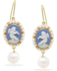 Vintouch Italy - Happy Angels Sky Cameo And Pearls Earrings - Lyst