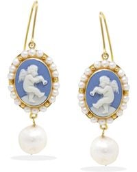 Vintouch Italy - Happy Angels Sky Cameo And Pearls Earrings - Lyst