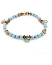 Ebru Jewelry - Protective Evil Eye Heart Charm Crystal Beaded Anklet - Lyst